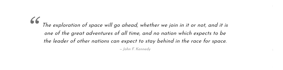 A png showing John F. Kennedy's quote on space exploration