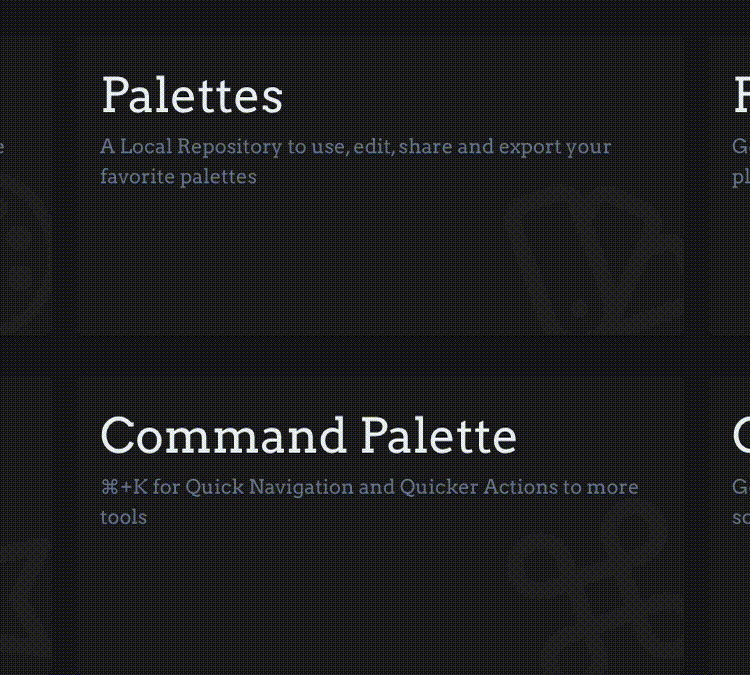 A gif showing teenytools command palette
